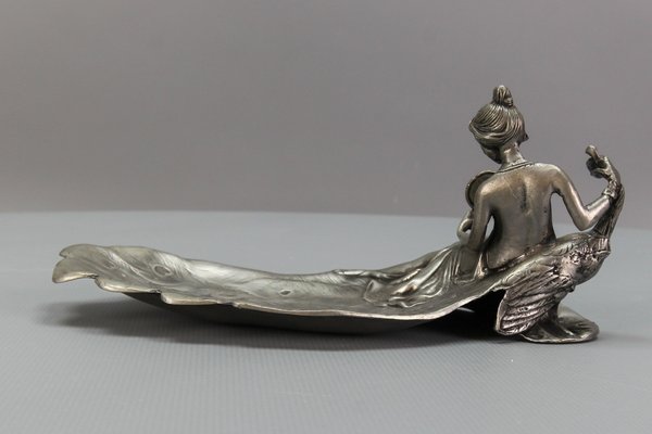 French Art Nouveau Style Pewter Vide Poche or Pin Tray, 1950s-KEG-1770742