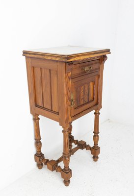 French Art Nouveau White Marble Bedside Cabinet, 1910s-RIU-1328435