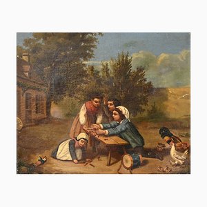 French Artist, Children's Games, 19th Century, Oil on Canvas-RVK-1818393