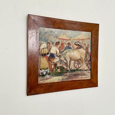 French Artist, Expressionist Scene, Oil Painting, 1941, Framed-FB-1818286