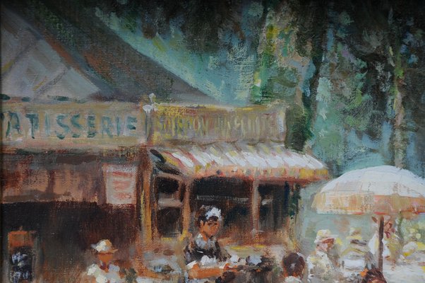 French Artist, Impressionist, Café Landscape, Early 20th Century, Oil on Canvas-FLW-1402171