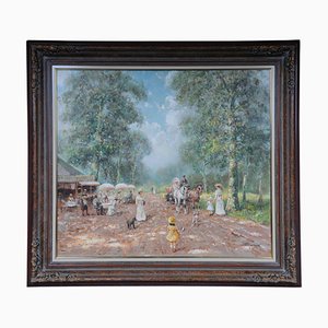 French Artist, Impressionist, Café Landscape, Early 20th Century, Oil on Canvas-FLW-1402171