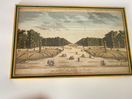 French Artist, Paris and Versailles, 18th Century, Engravings, Framed, Set of 4-UR-1409787