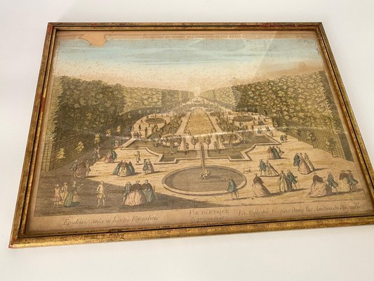 French Artist, Paris and Versailles, 18th Century, Engravings, Framed, Set of 4-UR-1409787