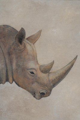 French Artist, Rhinoceros, 20th Century, Canvas Painting-CEJ-1704118