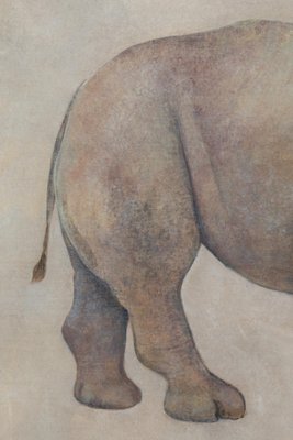 French Artist, Rhinoceros, 20th Century, Canvas Painting-CEJ-1704118