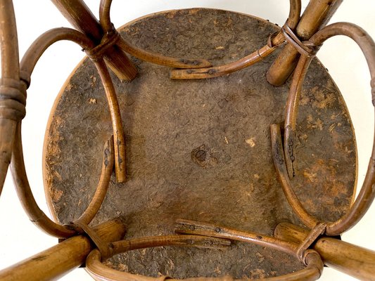 French Bamboo and Rattan Stool, 1950s-WZZ-1220737