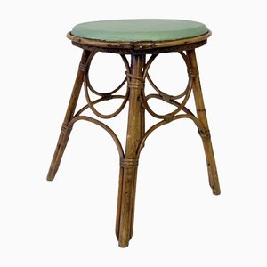 French Bamboo and Rattan Stool, 1950s-WZZ-1220737