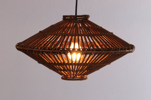 French Bamboo Hanging Lamp, 1960s-EZZ-1286566