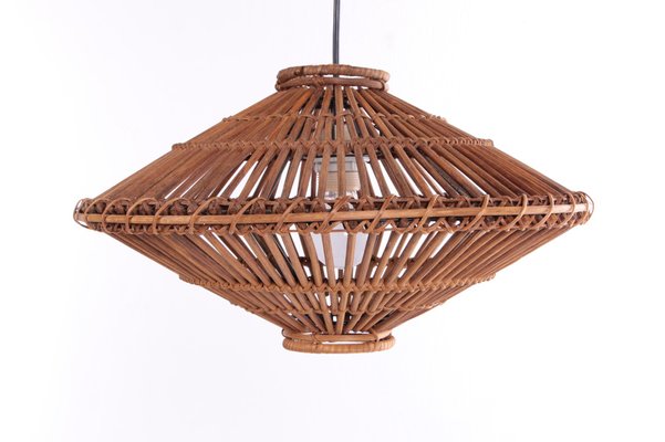 French Bamboo Hanging Lamp, 1960s-EZZ-1286566