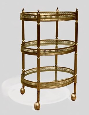 French Bar Cart in Brass and Glass from Maison Baguès, 1950s-DZY-1794456