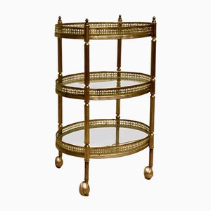 French Bar Cart in Brass and Glass from Maison Baguès, 1950s-DZY-1794456