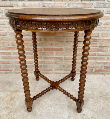 French Barley Table with Lentil Legs, Late 19th Century-NOU-1806363