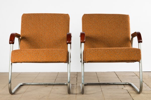 French Bauhaus Tubular Steel Cantilever Chairs, Set of 2-XHV-1063901