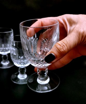 French Beaux-Art Style Ground Crystal Liqueur Glasses, 1920, Set of 6-QRS-1385435