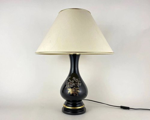 French Bedside Table Lamp with Ivory Textile Shade, 1970s-GYX-1363496