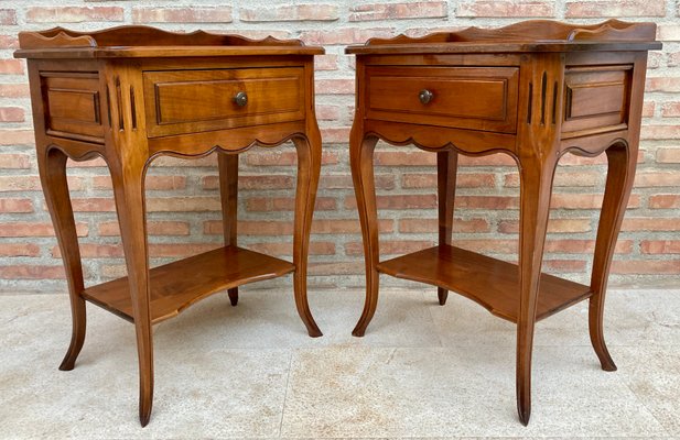 French Bedside Tables with a Drawer, 1900s, Set of 2-NOU-1440971