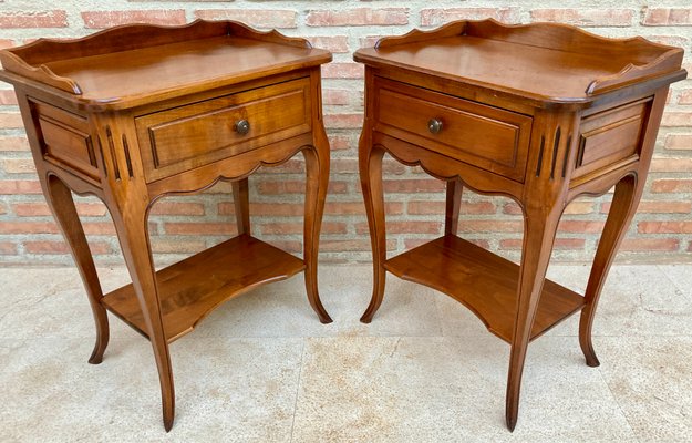 French Bedside Tables with a Drawer, 1900s, Set of 2-NOU-1440971