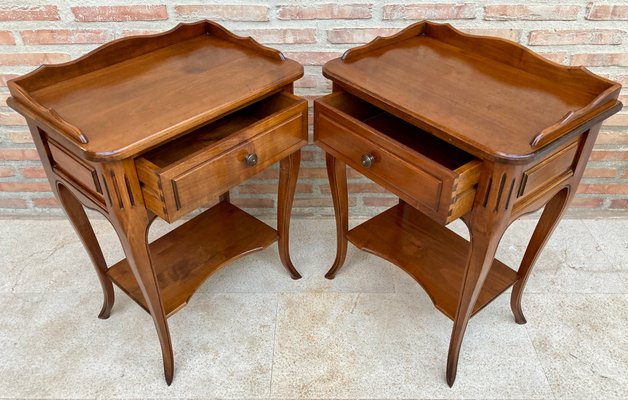 French Bedside Tables with a Drawer, 1900s, Set of 2-NOU-1440971