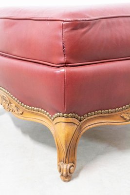 French Beech and Red Skai Ottoman, 1960s-RIU-858154