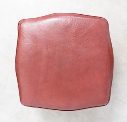 French Beech and Red Skai Ottoman, 1960s-RIU-858154