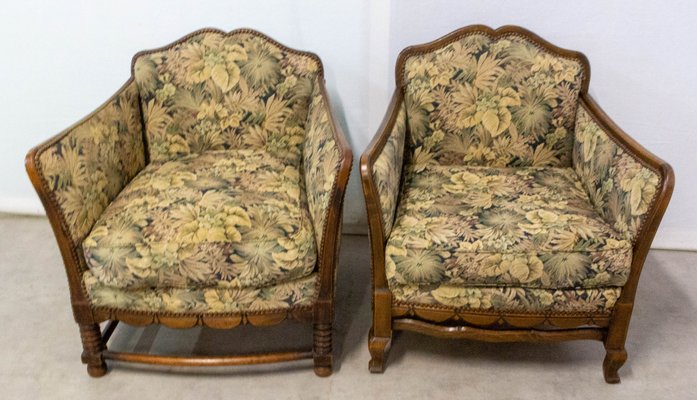 French Beech Armchairs, Early 20th Century, Set of 2-RIU-901311