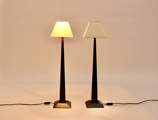 French Beech Table Lamps, 1980s, Set of 2-NB-1140158