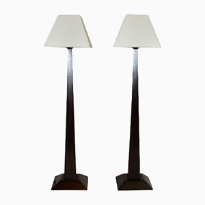 French Beech Table Lamps, 1980s, Set of 2-NB-1140158