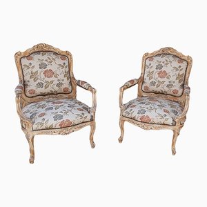 French Bergere Chairs in Floral Fabric, Set of 2-TCS-1347928