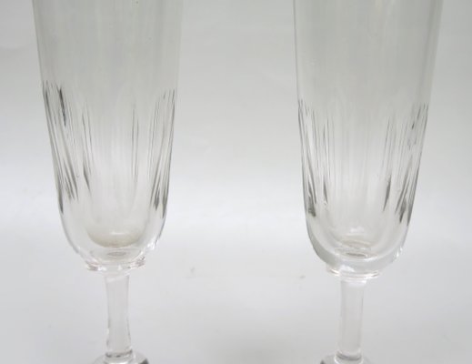 French Biedermeier Handblown Champagne Flutes, Set of 6-EY-1074302