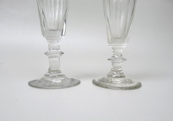 French Biedermeier Handblown Champagne Flutes, Set of 6-EY-1074302