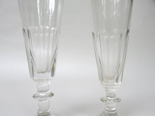 French Biedermeier Handblown Champagne Flutes, Set of 6-EY-1074302