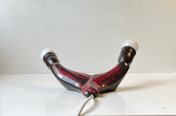 French Biomorphic Wall Sconce in Glazed Ceramic, 1960s-LCR-1395931