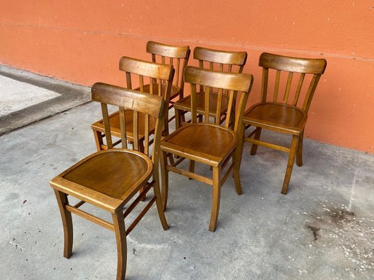 French Bistro Chairs, 1950s, Set of 6-GQM-2020124