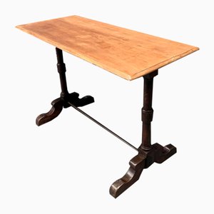 French Bistro Table with Light Elm Wooden Top-NPL-2028663