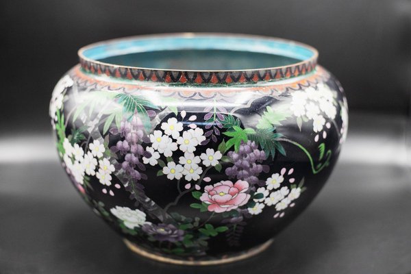 French Black Decorated Cloisonné Vase, 1900s-RCE-1444647