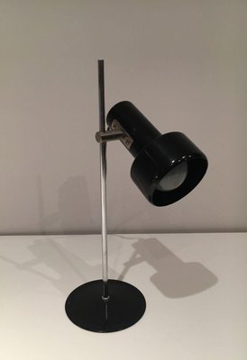 French Black Lacquered Metal and Chrome Adjustable Lamp, 1970s-BA-1365875