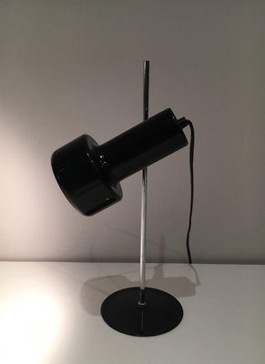 French Black Lacquered Metal and Chrome Adjustable Lamp, 1970s-BA-1365875