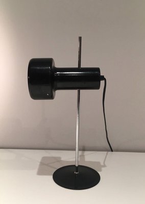 French Black Lacquered Metal and Chrome Adjustable Lamp, 1970s-BA-1365875