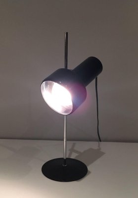 French Black Lacquered Metal and Chrome Adjustable Lamp, 1970s-BA-1365875