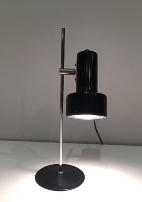 French Black Lacquered Metal and Chrome Adjustable Lamp, 1970s-BA-1365875