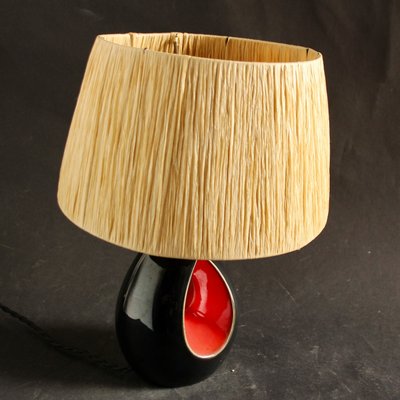 French Black & Red Ceramic Table Lamp, 1950s-SY-1161166