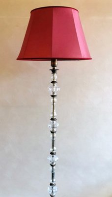 French Blown Glass & Brass Floor Lamp-QRS-1228648