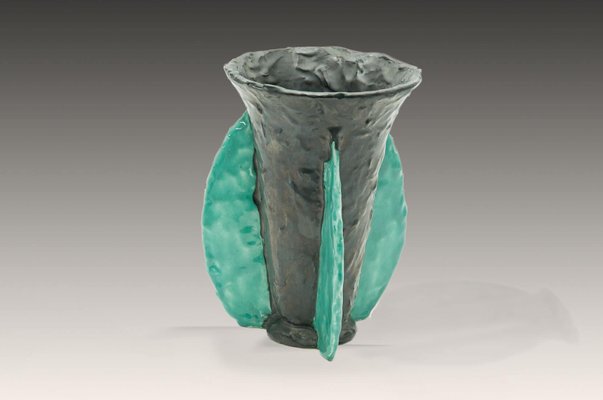 French Blue and Black Ceramic Vase by Jérôme Massier for Vallauris, 1950s-UR-586719