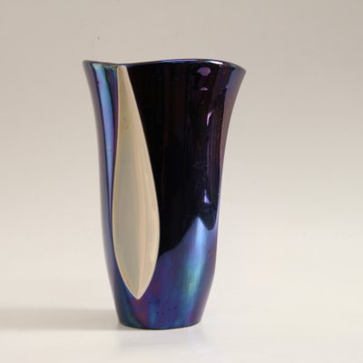 French Blue & Beige Ceramic Vase from Verceram, 1960s-SY-1179215