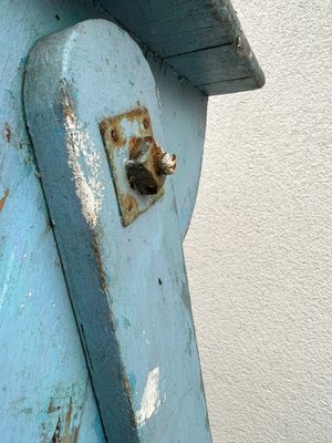 French Blue Painted Step Ladder, 1940s-WZZ-1754461