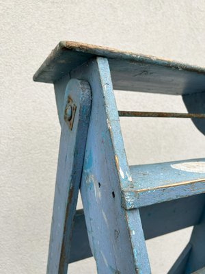 French Blue Painted Step Ladder, 1940s-WZZ-1754461