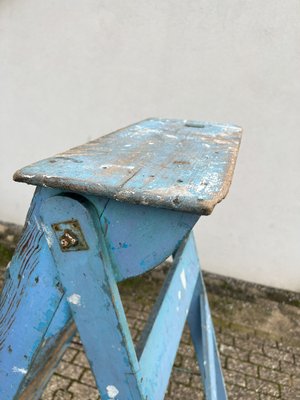 French Blue Painted Step Ladder, 1940s-WZZ-1754461