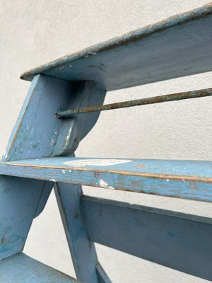 French Blue Painted Step Ladder, 1940s-WZZ-1754461