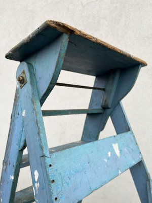 French Blue Painted Step Ladder, 1940s-WZZ-1754461